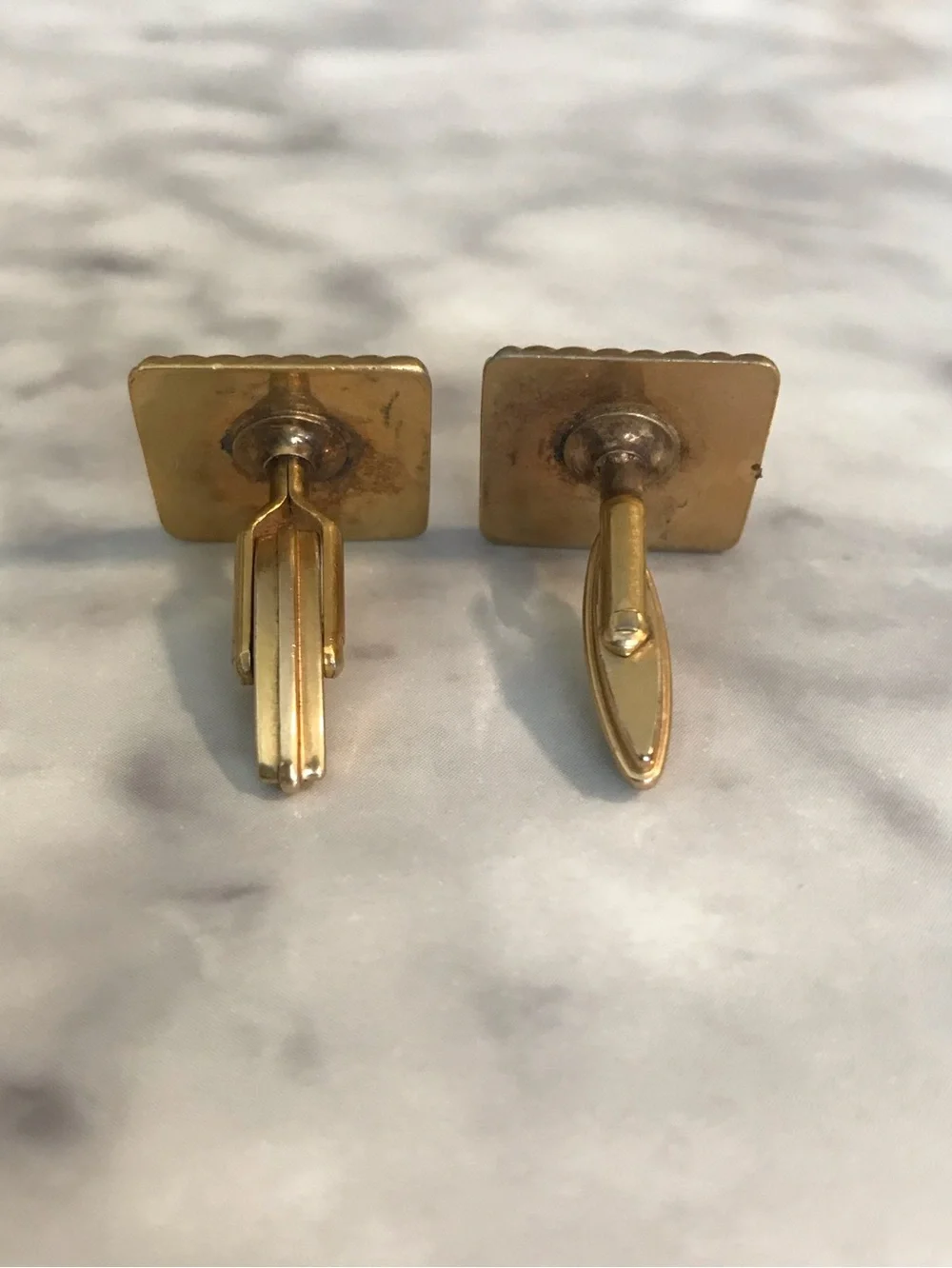 Vintage Swank Gold Tone Cufflinks Lot 4 Pairs Bullet Back Mid Century Geometric